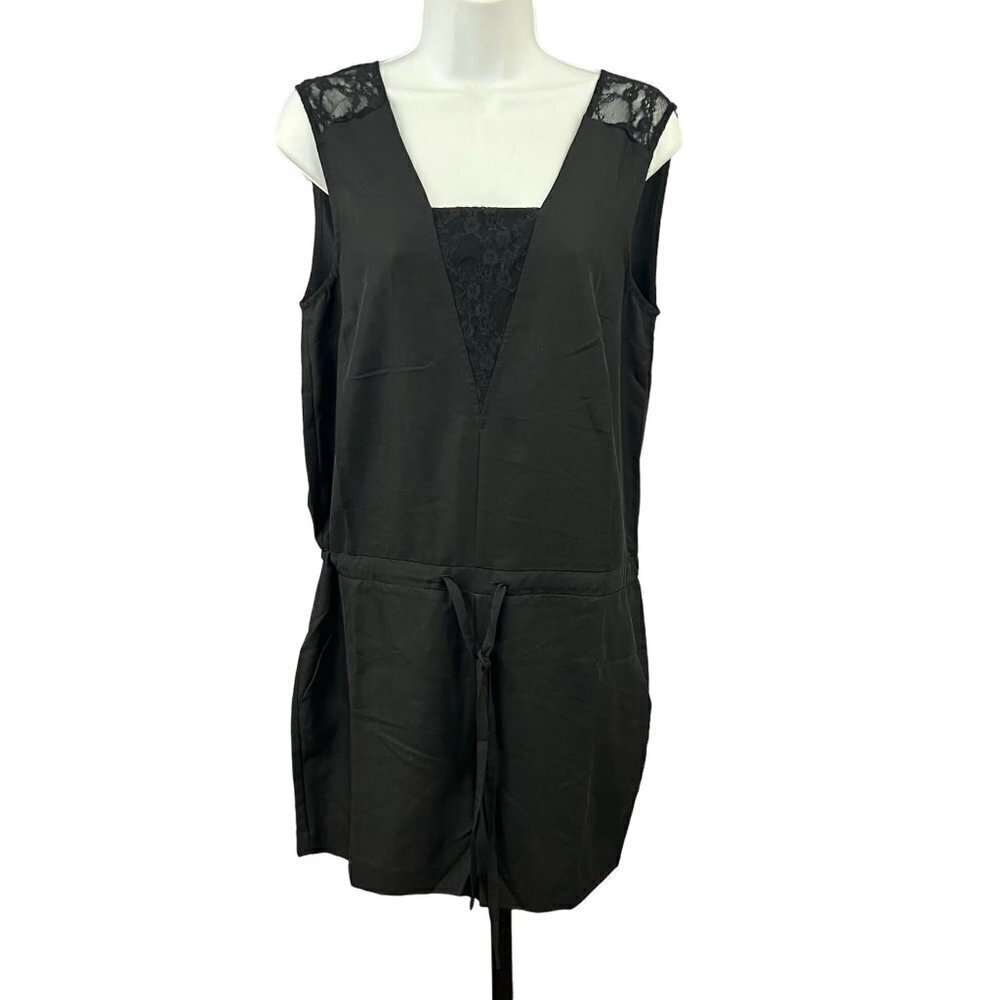 Vero Moda Black Tencel Drawstring Waist Lace Shoulder Romper Size Small - Picture 2 of 8